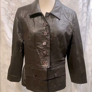 TERRY LEWIS TEXTURED BROWN LEATHER JACKET